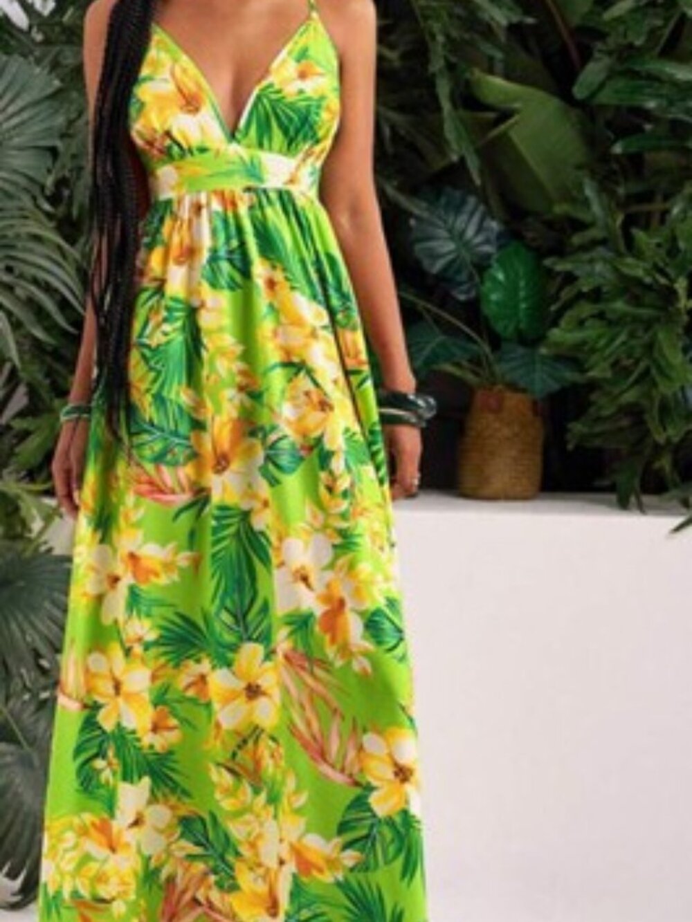 Brand New Shein Floral Print A-Line Maxi, Criss-Cross Back Dress - Size Small 4